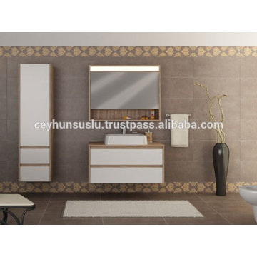 Ökonomisches Design Luxusansicht Badezimmer Eitelkeit mit weißem Melamin beschichtet Mdf Tür